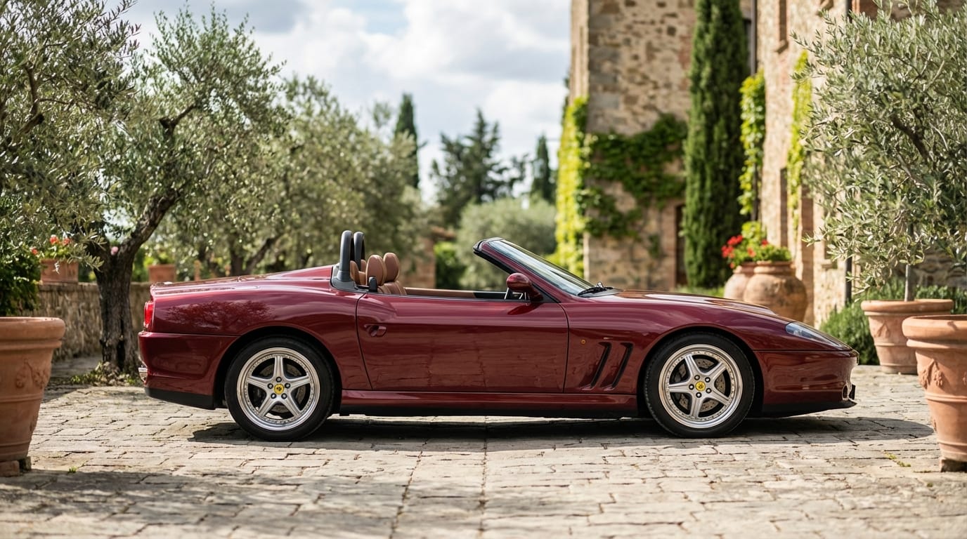 Ferrari 550 Barchetta Pininfarina 2001 - Vista lateral mostrando sus líneas clásicas