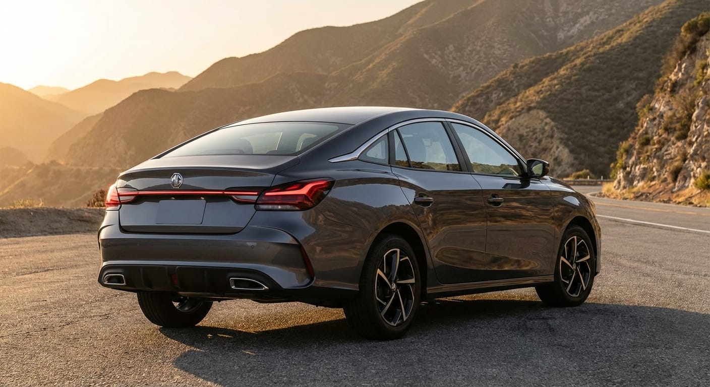 Vista trasera del MG GT 2026 mostrando las nuevas calaveras LED conectadas por barra de luz y salidas de escape cromadas de mayor diámetro