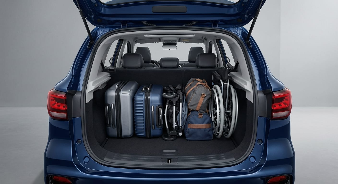 Maletero del MG ZS HEV 2026 con capacidad de 448 litros VDA, mostrando espacio para equipaje familiar