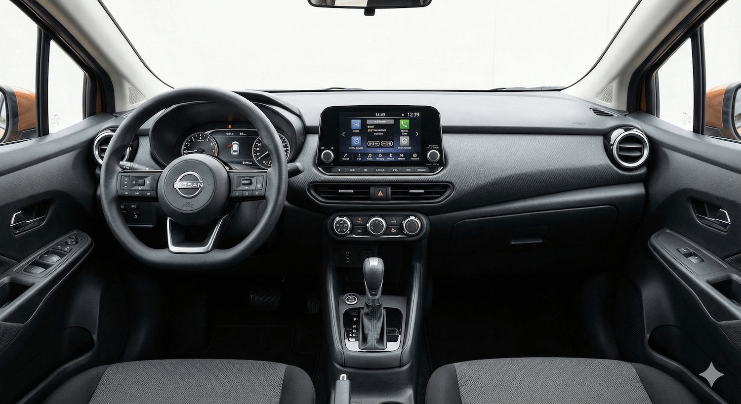 Tablero de instrumentos y controles físicos del Nissan March 2026, ejemplificando la simplicidad y facilidad de uso.