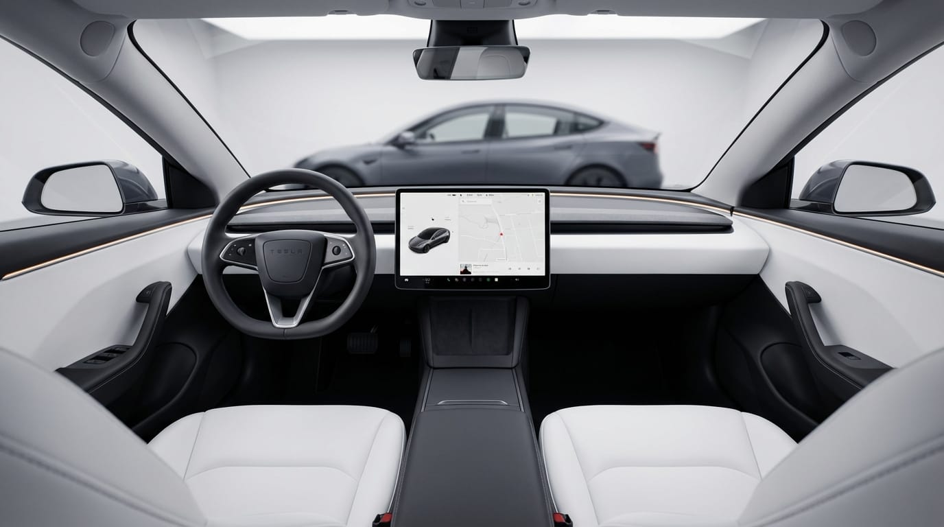 Tesla Model 3 Highland 2025 - Interior minimalista con pantalla táctil central de 15.4 pulgadas