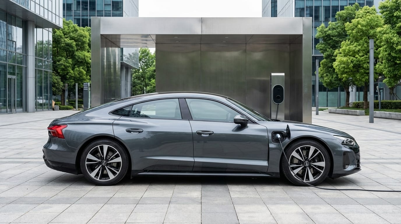 OCU Pone a Prueba Coches Eléctricos - Perfil lateral en estación de carga urbana