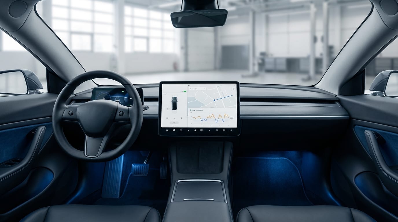 OCU Pone a Prueba Coches Eléctricos - Detalle del interior y pantalla de infoentretenimiento