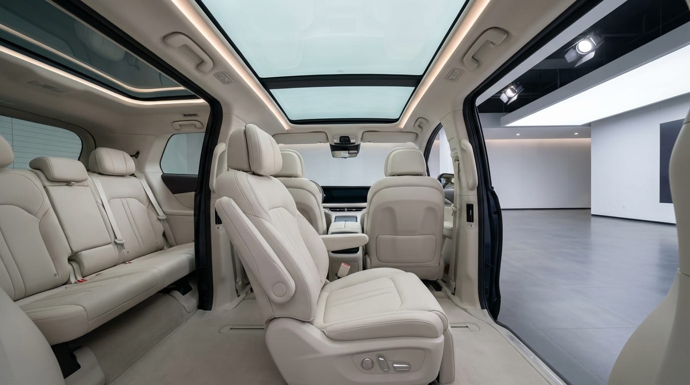 Voyah Dream 2026 - Interior lujoso y espacioso desde la segunda fila de asientos
