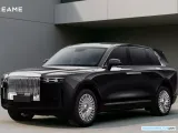 Detalle del diseño exterior del SUV de lujo Dreame mostrando similitudes con el Rolls-Royce Cullinan.
