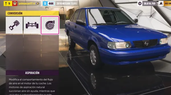 Nissan Tsuru azul en Forza Horizon 5