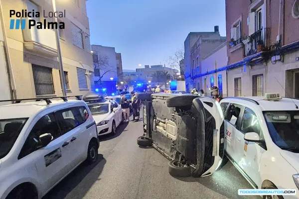 Conductor Ebrio Vuelca Coche en Palma: Multa de 1000€ y 6 Puntos - Noticias de Seguridad Vial