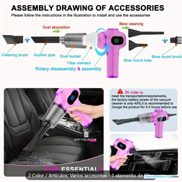 Aspiradora y Soplador 2-en-1 Viral para Coche: Limpieza Profunda y Ahorro que Sorprende